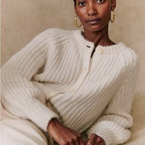 Sezane Cream Women's Cardigan Sweater
